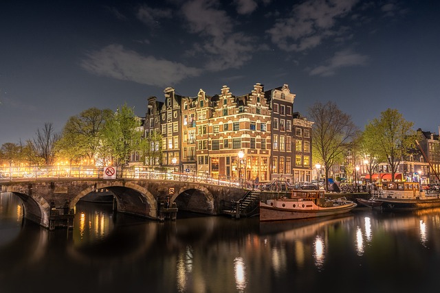 historic Dutch architecture in Alkmaar Netherlands with canal and traditional buildings